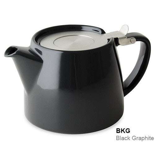 A FORLIFE Stump teapot in Lime Green with a stainless steel lid and removable strainer